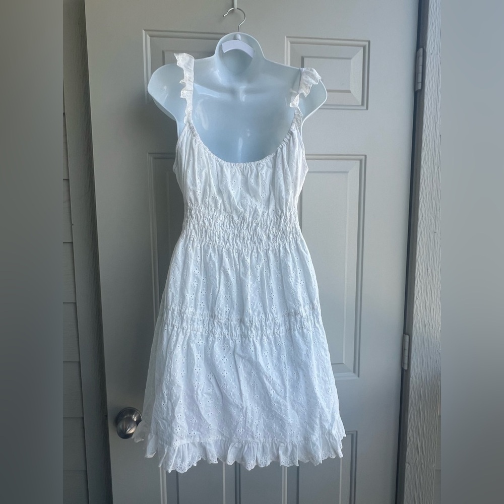 NWT Capulet Gemma Smocked Eyelet Ruffle Strap Mini Dress White Size L - Picture 11 of 12